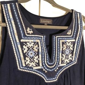 Luxology gauze dress with embroidered neckline